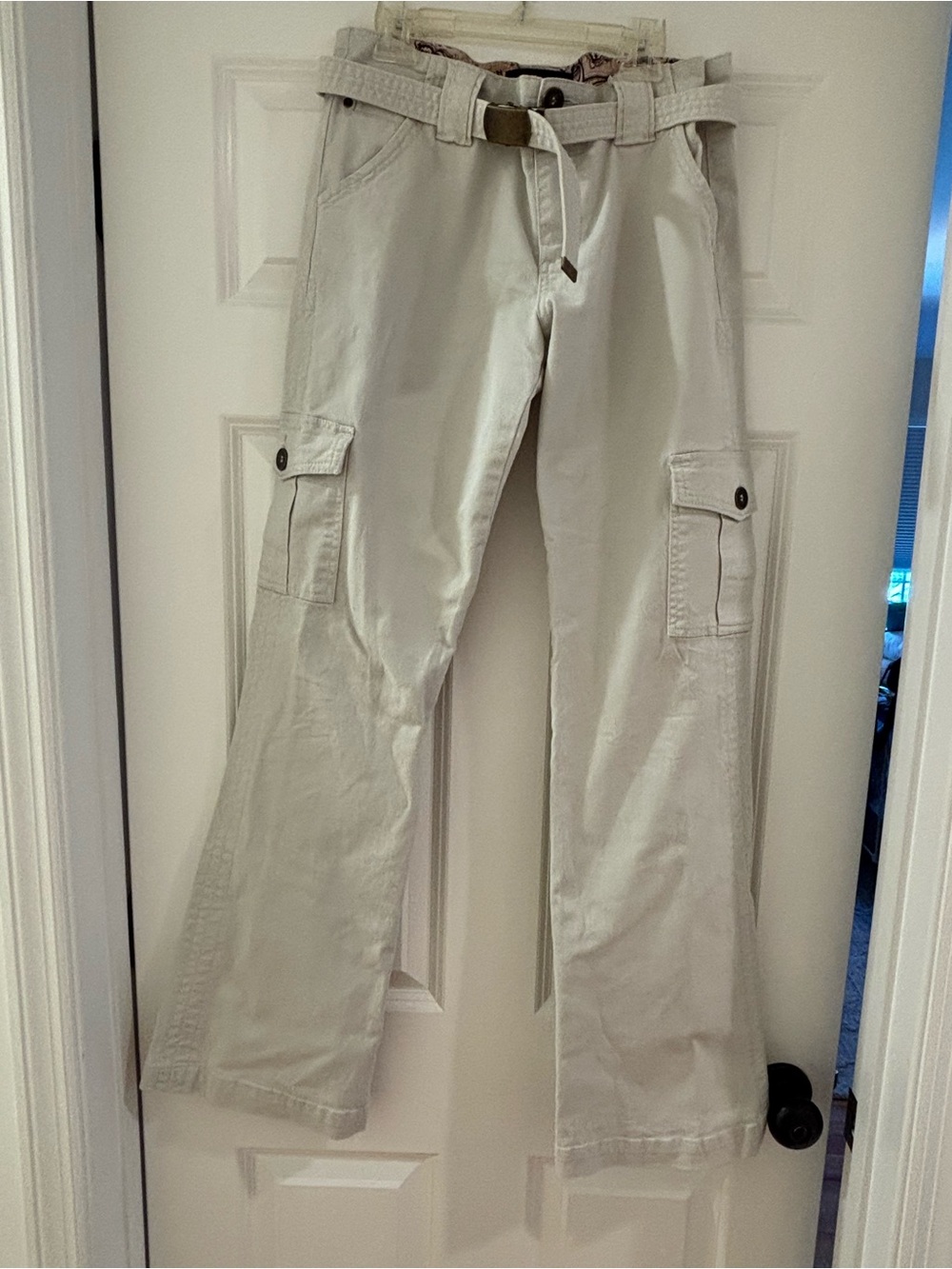 Womans wide leg Pants mid side pocket in Light Beige -